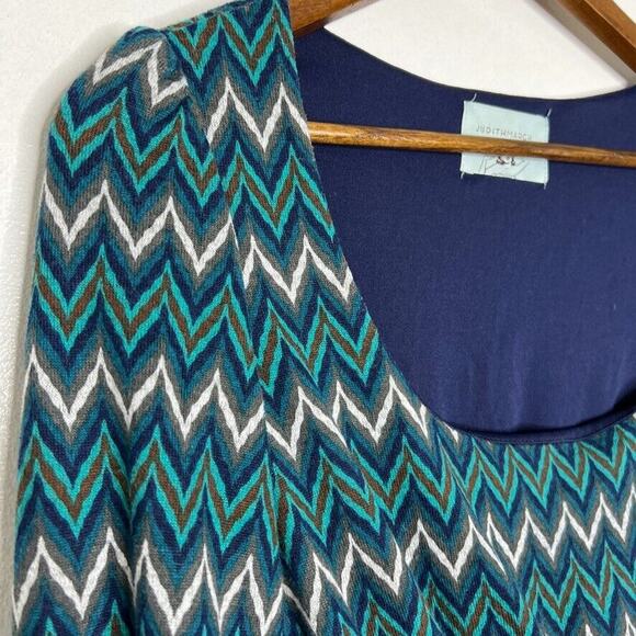 Judith March Women's Chevron Print Long Sleeve Mini Dress Size S Boho Style - Picture 2 of 7